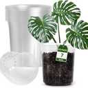 Bluepro 30 Packs 1 Gallon Reinforced Clear Nursery Pots with Drainage Holes, 7 Inch Transparent Plastic Plant Pot Seedling Planter for Vegetable Propagation, Root Cutting, Seed Starting