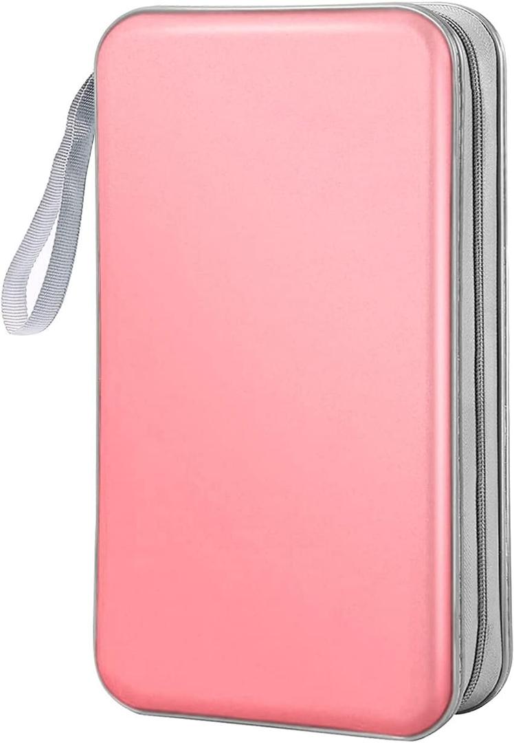 CD Case Wallet, 80 Capacity DVD VCD Media Blu-ray Case Wallet Holder Storage Organizer (Light Pink)