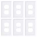 6-Pack Classic Beadboard Duplex Outlet Cover Plate, Decorative Switch Plates and Outlet Covers, Natural Bamboo Fiber Wall Plates for Electrical Outlets, 1 Gang Receptacle Cover,Pure White, 3 only