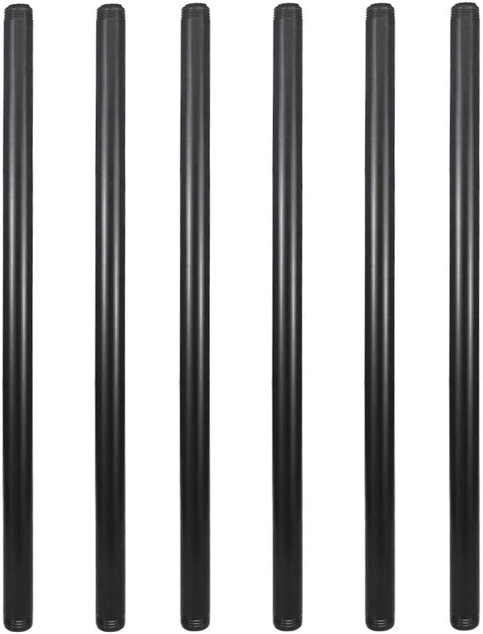 GeilSpace 6 Pack 1/2"  18" Pre-Cut Black Metal Pipe, Industrial Steel Fits Standard Half Inch Black Threaded Pipes and Fittings - Vintage DIY Industrial Shelving (1/2"  18")