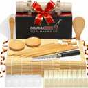 Delamu Sushi Making Kit, 20 in 1 Bazooka Roller Kit with Chefs Knife, Bamboo Mats, Rice Mold, Temaki Sushi Mats, Rice Paddle, Spreader, Chopsticks, Sauce Dishes, Guide Book