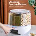 Grain Dispenser, 360° Rotating Storage Container, 6 Grid Food Dispenser, M-WHITE