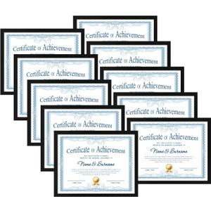 CRUGLA 8.5x11 Picture Frame Set of 10, Photo Frames 8.5 by 11 for Certificate Diploma Document Degree, for Wall or Tabletop Display, Black