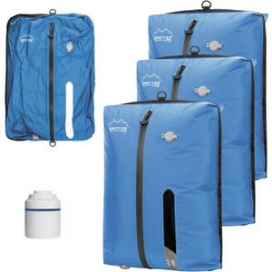 ONTYZZ Vacuum Bags for Travel, IPX8 Waterproof Vacuum Bags, Space Saver for Luggage/Camping/Home Storage (3 Pack with Air Pump-Blue)