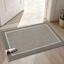 JSEI Dirt Trapper Door Mat 20"x32", Non-Slip Doormat, Light Grey | Entryway Rugs Washable, Dirt Resistant and Absorbent Welcome Mat, Low Profile Floor Mats for Front Back Door and Entrance