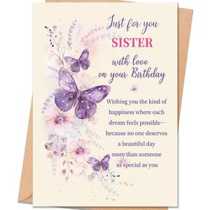 2 x Sister Birthday Card Gift, Happy Birthday Card for Sister