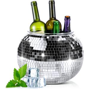 Hoolerry 11L Large Disco Ball Ice Bucket for New Years Eve Disco Party Champagne Bucket Mirror Ball Beer Bowl Retro New Year 70s 80s 90s Theme Party Accessories for Wine Beer Cooler Bachelorette Gift