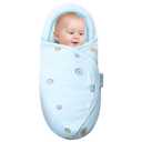 Organic Cotton Soft Baby Swaddle Blankets, Unisex Baby Blanket Wrap for Newborn Baby Boys Girls, Skin Friendly Wearable Swaddling Sleep Sack Calms Startle Reflex (Button, Blue, 0-3 Months)