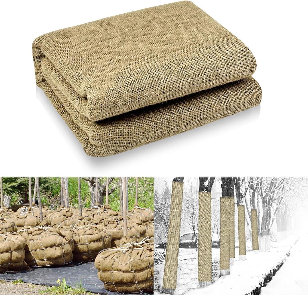 CIEOVO 19.68ft x 39.37in Natural Burlap Plant Covers Freeze Protection Burlap Winter Frost Plant Blankets Cloth for Outdoor Bushes Trees and Shrubs Winter Protection