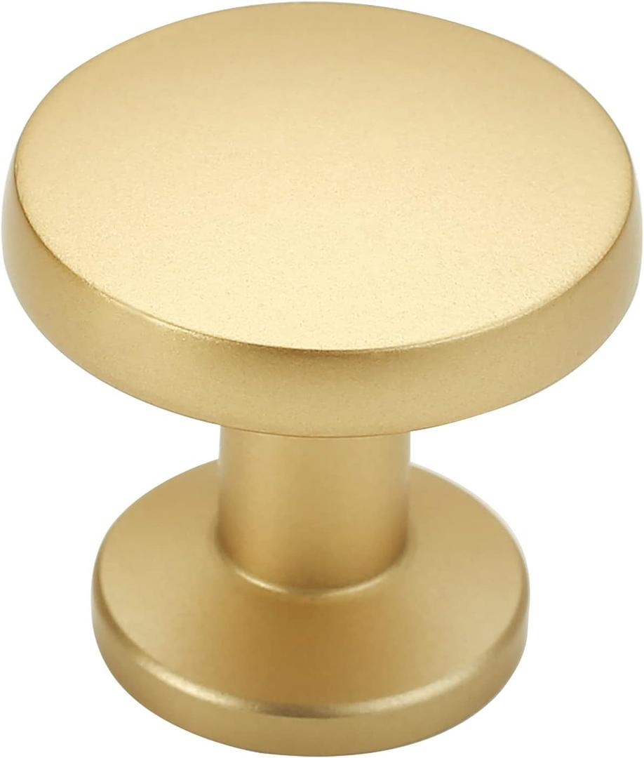 Alzassbg 30 Pack Matt Gold Cabinet Knobs, 1.1 Inch(30mm) Diameter Round Cabinet Knob Hardware for Kitchen Dresser Drawer AL6044MGP