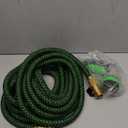 PowerFlow Garden Hose, NON-EXPANDABLE 25 Feet Premium Quality Stainless Steel Metal Water Hose with Durable Fabric Skin, Hose For Commercial, Residential Use, Bonus 10-way Spray Nozzle (25 Ft, Green)