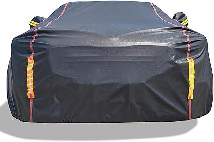 Car Cover Waterproof All Weather, 6 Layers XXL Full Exterior Covers with Zipper Cotton, Mirror Pocket. Outdoor Car Cover UV Snow Rain Wind Dust All Weather Outdoor Protection for Sedan (196-210 inch) (Black, XXL)