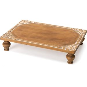 NIKKY HOME Farmhouse Risers Display Stands, Rustic Wood Pedestal Decorative Tray, Centerpiece Decor for Coffee Bar Table, Kitchen Counter, Dining Room