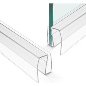 Bathroom Shower Glass Door Bottom Seal Strip, 2PCS 36 Inch Long Clear PVC Seal Strips for 1/4"(6mm) Thick Framless Glass Door Panel