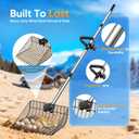 12inch Large Metal Chicken Poop Scooper for Sand with Ergonomic Grip, Adjustable Angle 2 in 1 Chicken Coop Scoop & Rake (39-66"), Stainless Steel Litter Sifting Shovel Chicken Coop Cleaning Tool, Farm