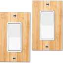 2PC Solid Wood Single Rocker Light Switch Plate 4.5" X 2.76" Bamboo Light Switch Cover Quality Raw Wooden Decorative Bedroom Kitchen Home Decor (Single Rocker)