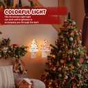 Tfro & Cile Ceramic Christmas Tree Night Light 2 Pack Xmas Decorative Tree Lamp Small Vintage Light Up Bathroom Decor with On/Off Switch for Home Bedroom (White&Pink)