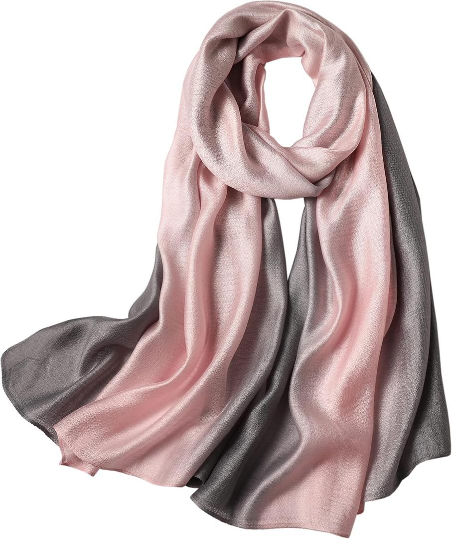 WINCESS.YU Women Gradient Scarf Long Shawls and Wraps Fashion Plain Pashmina Formal Scarf (Pink and Grey)