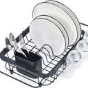 TOOLF Expandable Dish Drying Rack Over The Sink Adjustable Dish Rack in Sink Or On Counter Dish Drainer with Utensil Holder Rustproof for Kitchen (Middle)