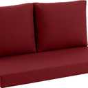 Outdoor Loveseat Cushion Set, 46" x 26", Loveseat Cushions for Outdoor Furniture, Waterproof & Fade-Resistant Patio Furniture Cushions, for Bench, Swing, and Couch, Burgundy