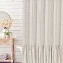 Felisa Farmhouse Shower Curtain with A Ruffle Hem, Linen Textured Shower Curtain for Bathroom,Natural,72"x72"