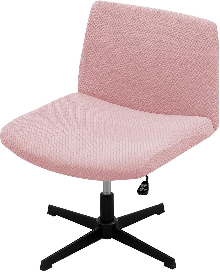 MIFXIN Armless Office Desk Chair Cover Slipcover Stretch Soft Wide Seat Mid Back Accent Chair Swivel Computer Task Vanity Chair Slipcover Furniture Protector Without Arms (Pink)