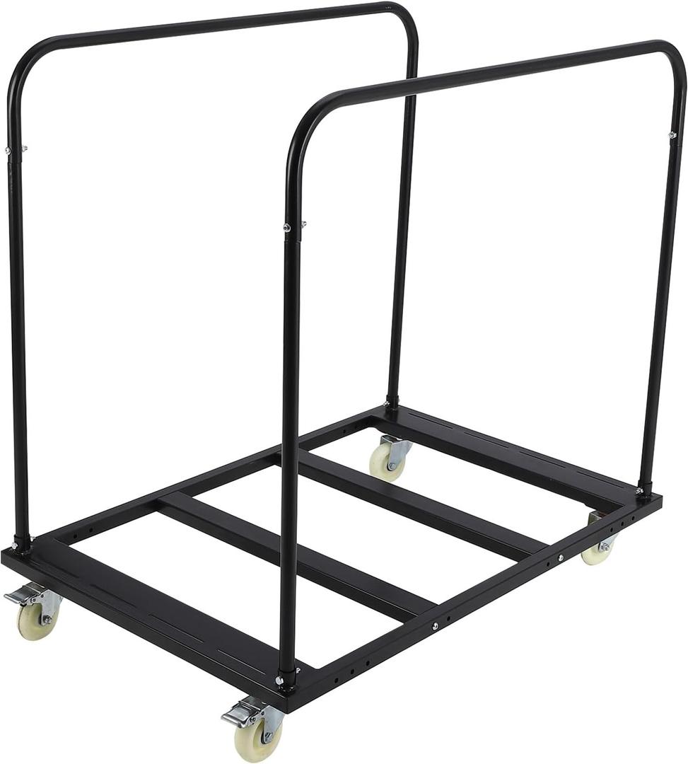 Folding Table Cart, 1800 LBS Heavy Duty Table Trolley with 5" Swivel Wheels, Black Desk Trolley for Garage, Home, Warehouse, Party Event Hotel Furniture 10 Table Capacity