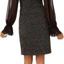 Adrianna Papell Women's Metallic Boucle Combo Dress (Black, M)