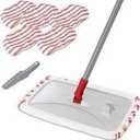 Masthome Extra Large Microfiber Mop for Floor Cleaning, 16“ Flat Mop Dust Mop for Hardwood Laminate Tile Ceramic, 1 Cleaning Scraper Included-Red