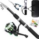 Tripquips Fishing Rod, 6.9ft Telescopic Fishing Rod and Reel Combo with Fishing Pliers and Lip Gripper Fishing Equipment, 5.2:1 Pre-Loaded Spinning Reel Combo Set Fishing Pole