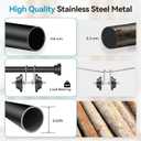 Curtain Rods for Windows 48 to 84, 2 Pack 5/8 Inch Black Heavy Duty Metal Curtain Rods Set - Rustic Decorative Drapery Rods with Brackets for Farmhouse, Bedroom