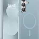 SUPFINE Magnetic for Samsung Galaxy S25 FE Case with Screen Protector,(Compatible with MagSafe)(Military Grade Drop Protection) Slim Translucent Shockproof Phone Case,Sliver Blue