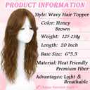 Hair Toppers for Women, 20 Inch Hand Tied Breathable Toppers Hair pieces for Women with Thinning Crown Curtain Bangs Mix Human Hair Clip in Curly Lightweight Wiglets(Honey Brown)