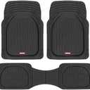 Motor Trend FlexTough Floor Mats for Cars, Black Deep Dish All-Weather Mats, Waterproof Trim-To Fit Automotive Floor Mats for Cars Trucks SUV, Universal Floor Liner Car Accessories
