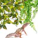 Hamiledyi 5 Pcs Reptile Plants Terrarium Hanging Fake Plant Leaves, Bearded Dragon Tank Accessories, Habitat Decor for Snake Leopard Gecko Lizard Chameleon Spider Turtle (Style 3)