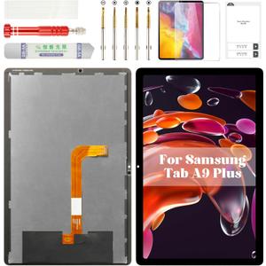 for Samsung Tab A9 Plus Screen Replacement for Samsung Tab A9 Plus LCD Display for Samsung Galaxy SM-X210 Digitizer Touch Screen Assembly Repair Kits SM-X215 SM-X216B Black