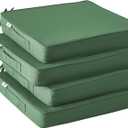 Outdoor Chair Cushions Set of 4,Waterproof Outdoor Seat Cushions for Patio Furniture,Patio Chair Cushion with Handle and Ties, Square Out Door Chair Pads,19" x 19" x 3", Forest Green