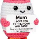 2 x Valentines Day Birthday Gifts for Mom,Handmade Crochet Rocket Mom Gifts from Daughter Son,Funny Mothers Day Small Gift for Best Mama Wife Moms Mother in Law Bonus Step,Cute Space Office Desk Decor