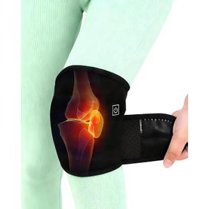 Heat Knee Heating Pad - 3-Temperature USB Rechargeable, Adjustable Wrap for Arthritis & Joint Pain Relief, Portable Heated Knee Brace for Men & Women(1 Piece Black-New)