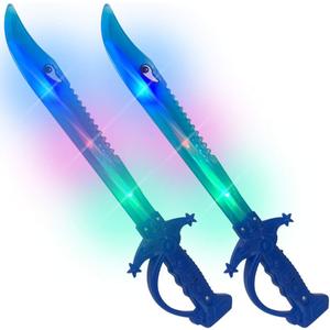 ArtCreativity Light Up Shark Sword for Kids (Set of 2) - 15 Inch Light Up Boy Toys with Flashing LED Lights, Toys for Boys 4-6 - Fun Play Swords Gifts That Elevate Your Kids Custume