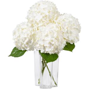 DuHouse 4Pcs Large Hydrangea Artificial Flowers,20 inch Latex Real Touch Hydrangeas Lifelike Hydrangea Flower for Home Wedding Bouquets Centerpieces Party Living Room Decoration(White)