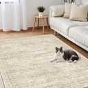 3x5 Rug, Small Area Rug for Kitchen, Entryway, Machine Washable Non-Slip Throw Rug, Vintage Carpet for Nursery Coffee Table Beige