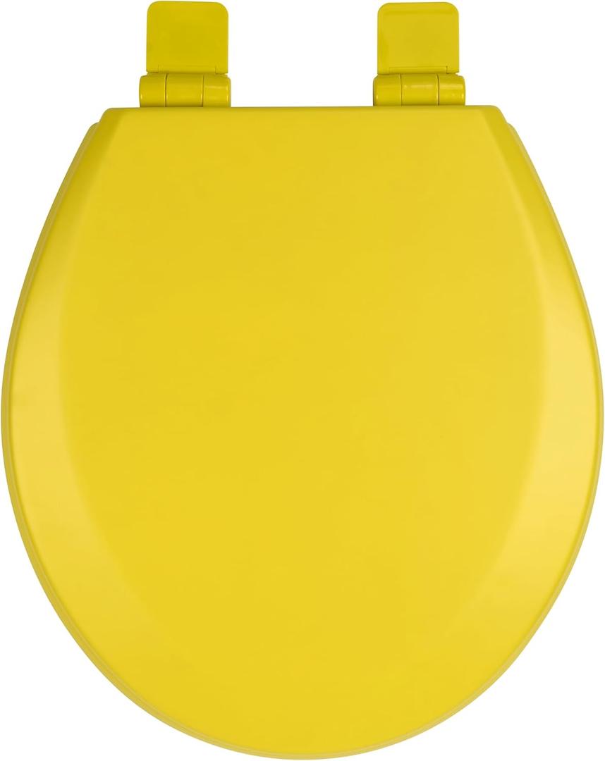 Toilet Seat, Slow Close, Soft Touch, Ultra-Smooth Matte Finish (No Orange-Peel Texture), Premium Moulded Wood, Quick Release, PIKLiDS (Yellow, Round)