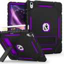 Grifobes Case for iPad Air 13-inch (M4/M3/M2) 2026/2025/2024, Heavy Duty Shockproof Rugged Protective Cover with Pencil Holder/Built-in Stand for i Pad Air 13" (Black+Purple)