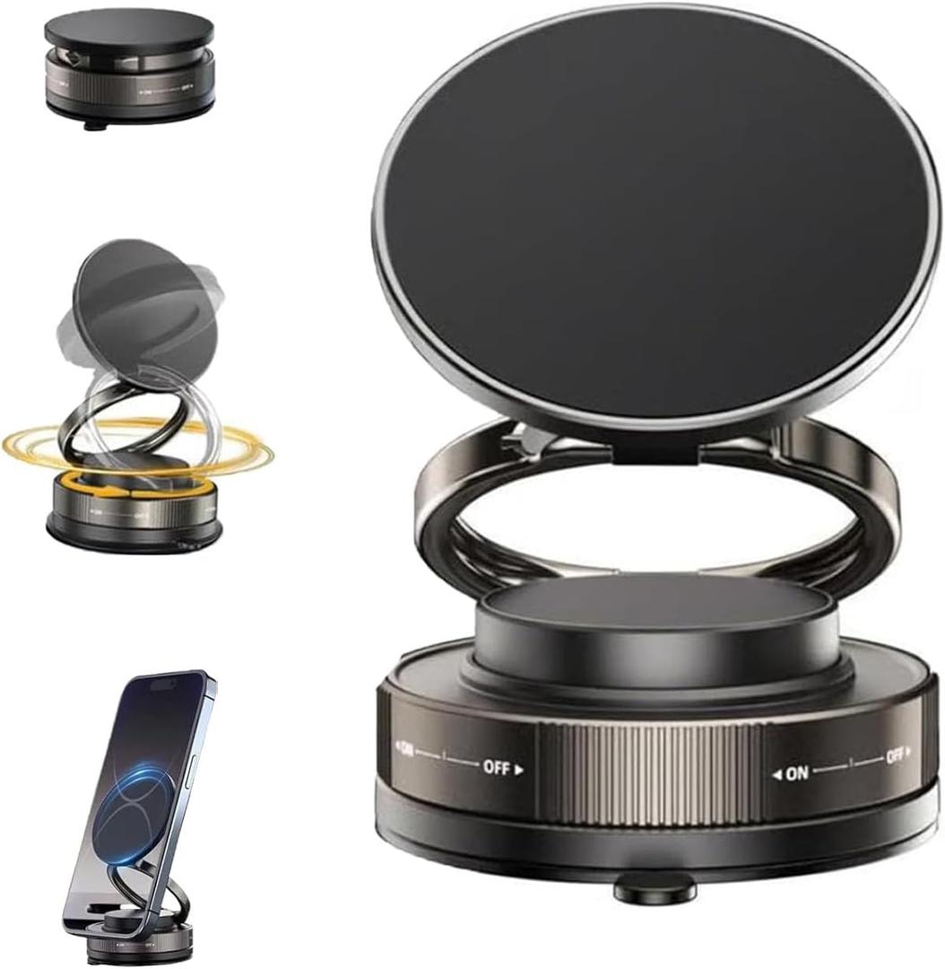 Ariseputup Cell Phone Holder, 360 Adjustable Magnetic Phone Holder, Rock Solid Magnetic Car Mount for iPhone, Rock Solid Foldable, for Car Gym Shower