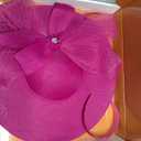 Kgromfy Women's Wide Brim Fascinator Hat Tea Party Headband Large Vintage Church Hat Lady Headwear for Derby Wedding Cocktail, M34