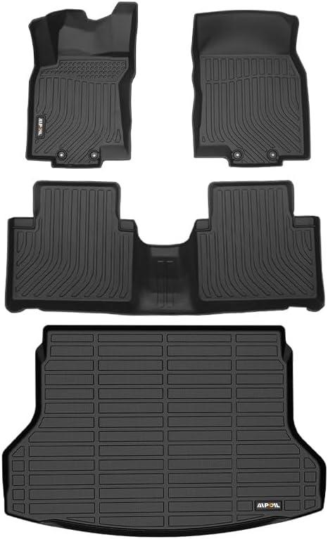 AIPOIL Floor Mats & Cargo Liner Set Fit for 2014-2020 Nissan Rogue (Not for Rogue Sport Models) All Weather Protection TPE Anti-Slip Automotive Full Set Custom Car Mats Accessories - Black