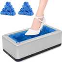 Shoe Covers Dispenser with 200pcs Disposable Shoe Covers Non Slip, Automatic Shoe Cover Machine,Fits Size Up to 11 US Men, for Home, Office, Factory, Supermarket, Silver