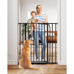 40" Extra Tall Baby Gate No Drilling, Auto Close Dog Gate, Black
