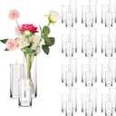 Maxdot Thick Glass Cylinder Vases for Centerpieces Different Sizes, 5", 6", 8" Clear Floating Candle Flower Vases Holder for Wedding Party Table Decor(Air Bubbles,36 Pcs)